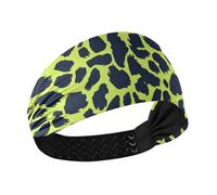 tplaotee Leopard Print Lime Green and Navy Blue Moisture Wicking headbands for women's hair Elastic head sweat bands for women for Yoga Daily use make up make up