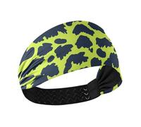 tplaotee Leopard Print Lime Green and Navy Blue Moisture Wicking stretch headbands for women Stretchy sweat band for Workouts Running tennis hiking