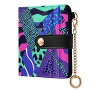 tplaotee Leopard Triangles Stripes Spots Women's Small Folding Wallet Convenient Minimalist PU Leather Wallet for Women Girls
