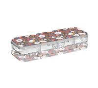 tplaotee Lilly Floral White Wildflower Black Designed Clear Plastic Pencil Box Double Deck Storage Pens Case For Stationery With Snap And Lid