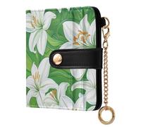 tplaotee Lily Happy Easter Women's Folding Card Wallet Waterproof Minimalist PU Leather Wallet for Men Women Travel