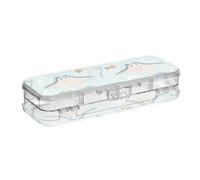 tplaotee Manta Ray Fish Light Blue Designed Plastic Pencil Box Clear Double-Deck Pens Marker Case For Craft Art With Snap-Tight Lid