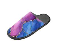 tplaotee Marble Royal Blue Hot Pink Gold Womens Slippers Indoor House Slippers For Women with Memory Foam For House, Bedroom