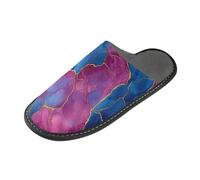 tplaotee Marble Royal Blue Hot Pink Slipper For Women Women Warm Slippers Indoor with Memory Foam For House, Bedroom
