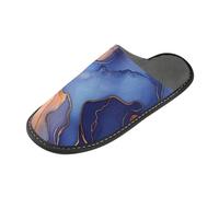 tplaotee Marble Royal Blue Peach Gold Women's Slippers Indoor Slippers with Memory Foam For House, Bedroom