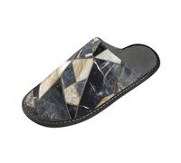 tplaotee Marble Stones Geometric Style Slipper For Women Soft Slippers For Women Indoor with Memory Foam For House, Bedroom