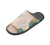 tplaotee Marble Teal Blush_1 Womens Slippers Soft Slippers For Women Indoor with Memory Foam For House, Bedroom