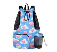 tplaotee Mens Drawstring Bags Summer Camp Bag With Pockets Pull String Back Pack Dry Wet Separation Cloud Country Style Valentine