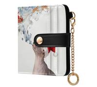 tplaotee Merry Christmas Cute Cat Starry Sky Ladies Lightweight Foldable Wallet Convenient PU Leather Folding Wallet for Men Women Travel
