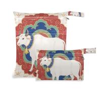 tplaotee Mess-Proof Bag For Swimsuit 2 Pack Indian White Cow
