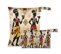 tplaotee Mess-Proof Large Wet Bag 2 Pack Tribal Beautiful African Woman