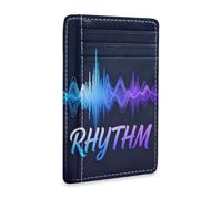 tplaotee Minimalist Rhythm Blue Purple Gradient leather ladies wallets slim with money clip RFID Blocking card clip for Men and Women