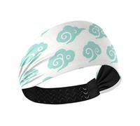 tplaotee Mint Green Chinese Auspicious Cloud Pattern no slip gym headbands for women Stretchy hairbands for Daily use Cycling hiking make up