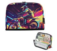 tplaotee Motocross Bike Lightning Pencil Storage Case Large Capacity Pen Case With Slot Stationery Pencil Case for Man College estuche de lápices para ninas