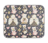 tplaotee Mr &mrs Animal Bear Peach Gold Summer Cooling Blanket Self Cooling Dog mats for Floors Waterproof for pet Travel Waterproof cama refrescante para Perros M
