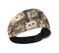 tplaotee Multi Cute Scottish Fold Cats Brown Cooling summer headbands for women Elastic wide head bands for women's hair for Gym Workouts basketball hiking