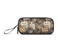 tplaotee Multi Cute Scottish Fold Cats Brown Pen Case Pencil Bag Pencil Case With Zipper for College