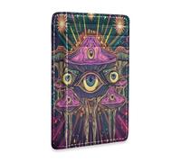 tplaotee Mushroom with Eyes Psychedelic leather mens wallets slim with money clip RFID Blocking small card holder for men&women