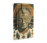 tplaotee Mysterious Maya Bronze Mask leather mens wallets slim With ID Window RFID Blocking wallet inserts for credit cards for men&women