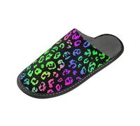 tplaotee Neon Leopard Print Slippers For Women Soft Slippers For Women Indoor with Memory Foam For House, Bedroom