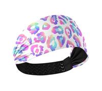 tplaotee Neon Paradise Leopard White Moisture Wicking women's headbands Stretchy sweat bands for Workouts Workouts tennis tennis