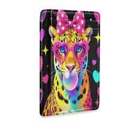tplaotee Neon Rainbow Leopard Bubblegum Pop Art leather slim front pocket wallet for men With ID Window RFID Blocking small credit card wallet for men&women