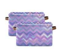 tplaotee Neon Zigzag Purple storage baskets,Foldable and waterproof clothes storage basket with sturdy handle tubs set set 2 Piecing for cloth towel