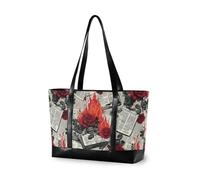 tplaotee Newspaper Burning Red Roses Retro essentials bags for laptops with zipper briefcases for Travel Essentials Beach Gifts Birthday Gifts for Women with yoga maletín para laptop mujer