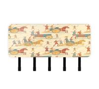 tplaotee Old Style War Carriage Brown Maroon Key for Wall with Mail Organizer & 5 Self-Adhesive Hanging Wall Hanger for Decorations Living Room Hallway