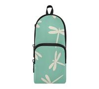 tplaotee Oliver Jeffers Style Dragonfly Marshmallow Jade Nylon 3 Compartments Pencil Bags Multi-purpose and aesthetic Big Pencil Case With Zipper Stationery pouching Organizer for Teen Girls School