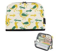 tplaotee Oliver Jeffers Style Duck Arrow Butter Yellow Emerald Pencil Case Large Capacity Makeup Stationery Pen Bag for Teacher Grade School Supplies estuches para el colegio