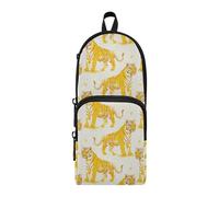 tplaotee Oliver Jeffers Tigers Cream Gold Nylon 3 Compartments Pencil Bags For Girls Multi-purpose and aesthetic Pencil Case For Teen Stationery pouching Organizer for Teen Girls School supplies