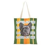 tplaotee Orange and Green Straight Stripe Pattern2 Customized Pet Avatars on Canvas Bags Bulk Personalized Picture Womens Canvas Tote Bag Canvas Tote Bags Bulk For Teachers blanks