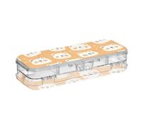 tplaotee Orange Cute Polar Bears White Designed Clear Pencil Box Plastic Double-Deck Hard Pens Cases For Art Supplies With Snap And Lid