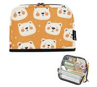 tplaotee Orange Cute Polar Bears White pencil pouches Large Capacity Make Up Bags Cute Stationery Bag for Boys Grade School Supplies bolsas para maquillaje de mujer