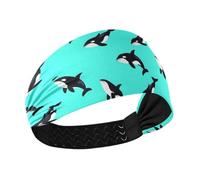 tplaotee Orca Swimming Whale Blue Non-Slip? workout headband Stretchy head bandanas for women for Workouts Workouts basketball basketball