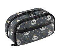 tplaotee Panda King Star Grey Wear-Resistant Pen Bag Large Pencil Bag for College & High
