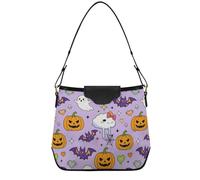 tplaotee Patriotic American Flag Fireworks Bows Shoulder Bag Large Purses for Girls with Removable Straps for Travel Work, Halloween Pumpkins Ghosts Bats Purple, One Size