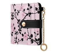 tplaotee Peach Black Blooms Little Ladies Classic Foldable Wallet Unique Everyday PU Leather Wallet for Women