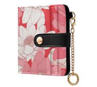 tplaotee Peach Water Lily Flower Bloom Women's Leather Folding Wallet Convenient PU Leather Wallet With Card Slots for Women Girls