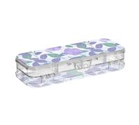 tplaotee Purple Morning Glory Flowers Birds Cartoon Style Designed Plastic Pencil Box Double-Deck Pens Case Boxes For School With Snap Lid