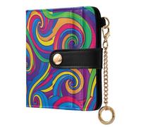 tplaotee Rainbow Colorful Abstract Spiral Women's Folding Wallet Convenient PU Leather Bifold Wallet for Men Women Travel