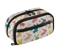 tplaotee Rainbow Playful Rabbit Childish Easy To Organize Pencil Case Stationery Pen Case for College Student Teen Adults
