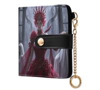 tplaotee Red Beauty Devil Ladies PU Leather Bifold Wallet Convenient PU Leather Card Wallet for Girls Women Ladies
