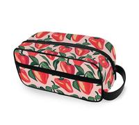 tplaotee Red Bell Peppers Retro Patterns Portable Makeup Bags with hanging hook Portable Capacity Travel Cosmetic Bag Vertical Free-Standing