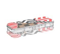 tplaotee Red Black Checkered Stripe Pattern Designed Pencil Storage Box Clear Double Deck Pens Boxes Case For School With Snap And Lid