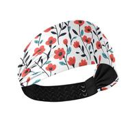 tplaotee Red Flower Black Leaves Retro Cartoon no slip womens headbands Stretchy sweat for Cycling Gym washing face hiking