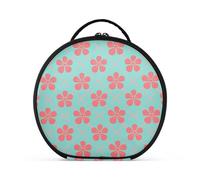 tplaotee red flowers teal background Cosmetic Bags Vertical Free-Standing Large Hanging Travel Toiletry Bag with adjustable dividers 11 IN