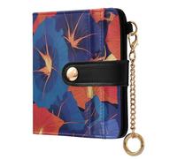 tplaotee Red Indigo Morning Glory Abstract Flowers Ladies Cute Foldable Wallet Fancy PU Leather Wallet With Card Slots for Woman Girl
