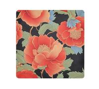 tplaotee Red pomegranates flowers retro Portable Cosmetic Bag Cloth Cosmetic Bag Organizer Wrap Camera Lens Cloth Wrapper Makeup For Women Size 21.7x21.7in